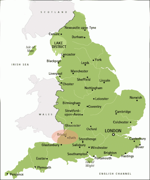 Bath on UK Map